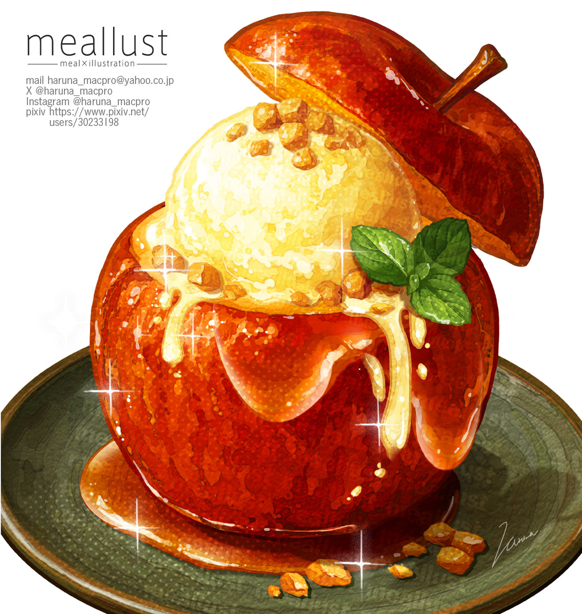 This is a pixiv picture whose title is 焼きりんご.