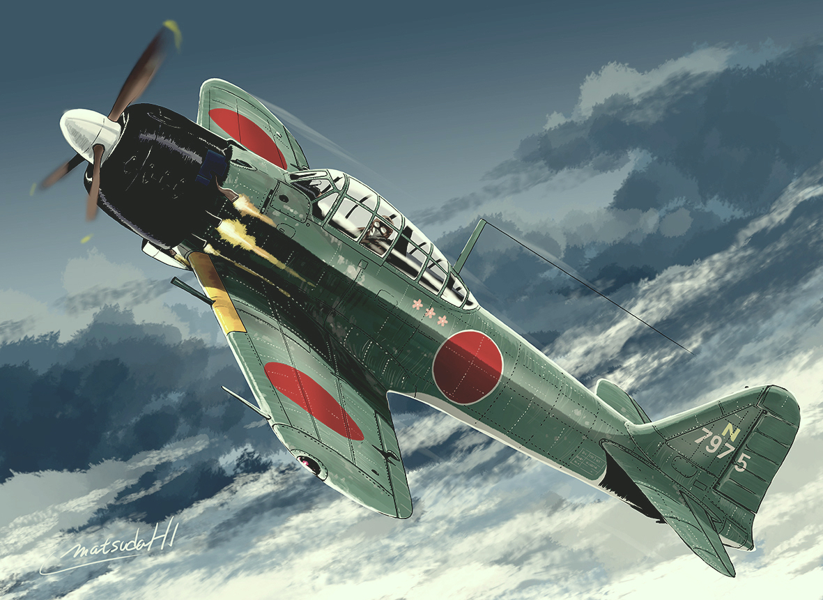 This is a pixiv picture whose title is 零戦.