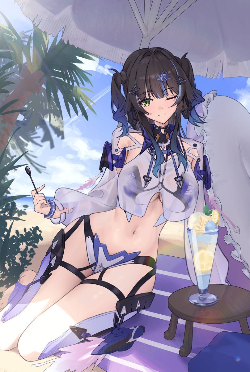 This is a pixiv picture whose title is 常夏の休日.