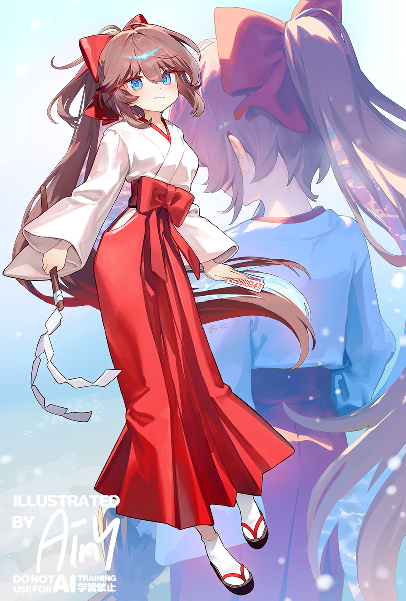 This is a pixiv picture whose title is ちび巫女ちゃん.