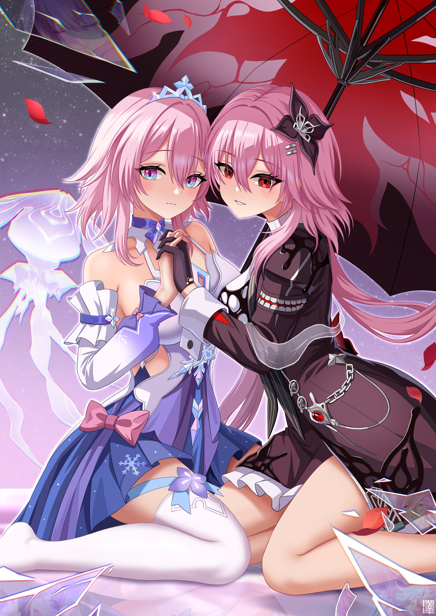 This is a pixiv picture whose title is 长夜月&三月七.