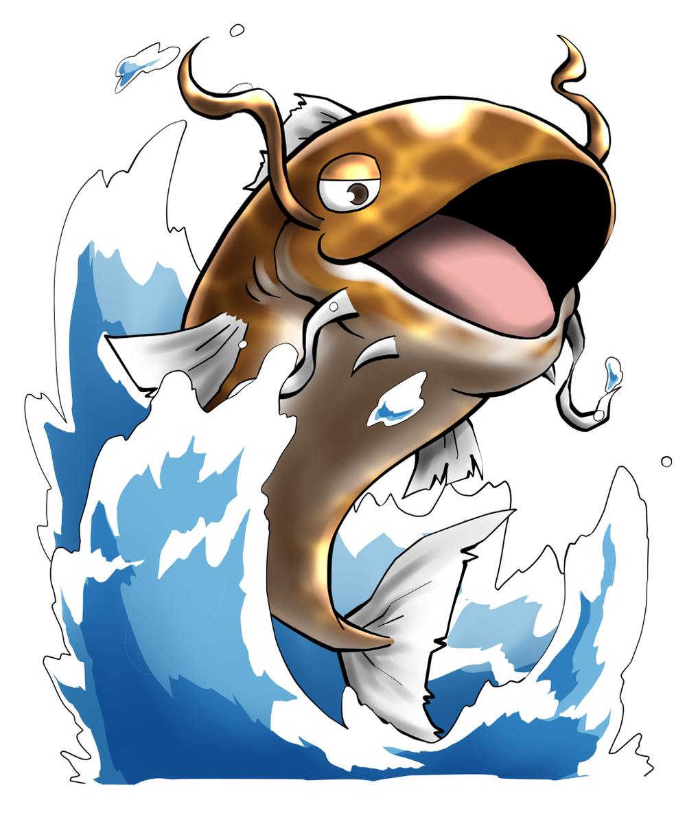 This is a pixiv picture whose title is バトルっぽい大ナマズ立ち絵 表情差分.