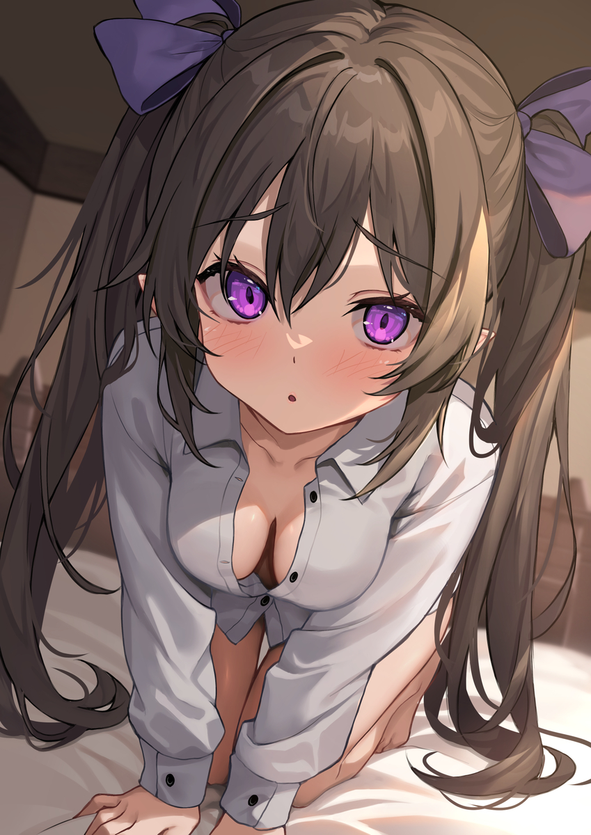 This is a pixiv picture whose title is はたて「い、一緒に寝てもいい⋯？」.