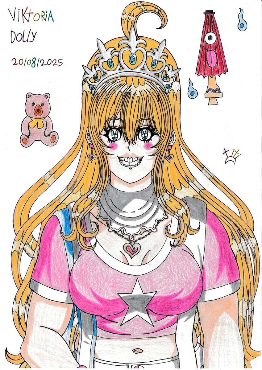 This is a pixiv picture whose title is ヴィクトリア・ドリー 🧸☂️👑🍼😇💅🏻💄👠🪀🍔🥺🎤👱🏻‍♀️🪆💃.