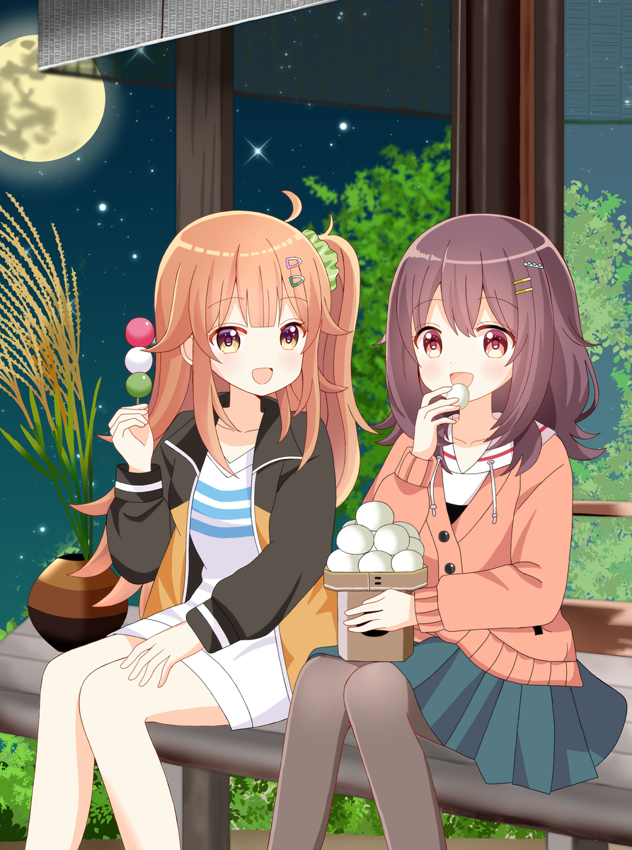 This is a pixiv picture whose title is お月見☽.