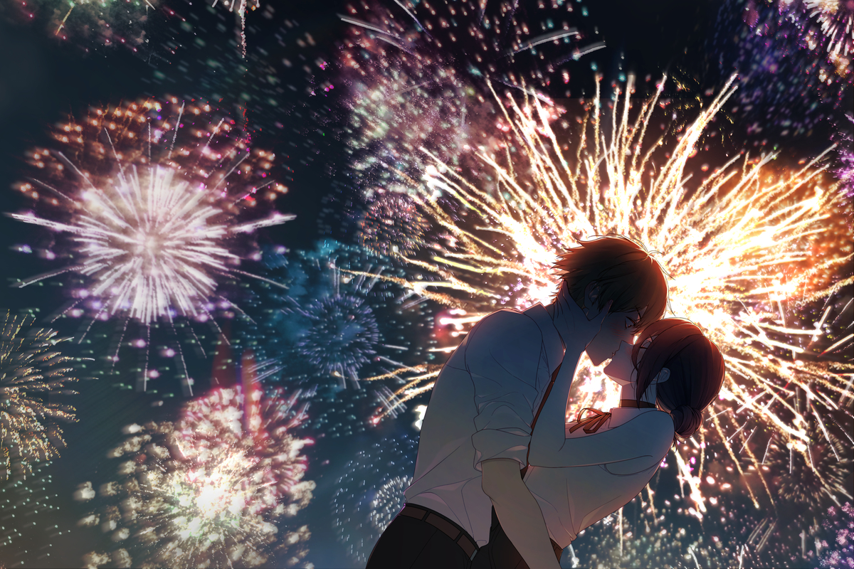 This is a pixiv picture whose title is 火花.