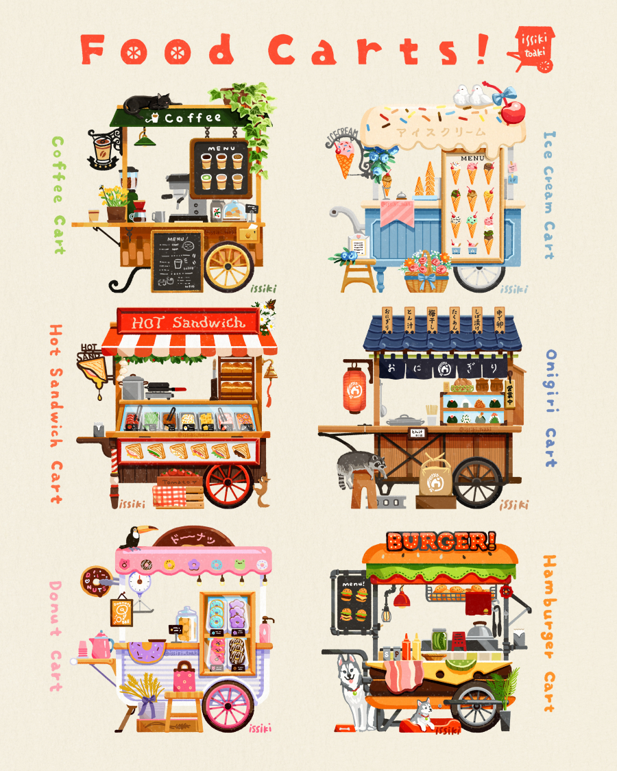 This is a pixiv picture whose title is フードカート × 6.