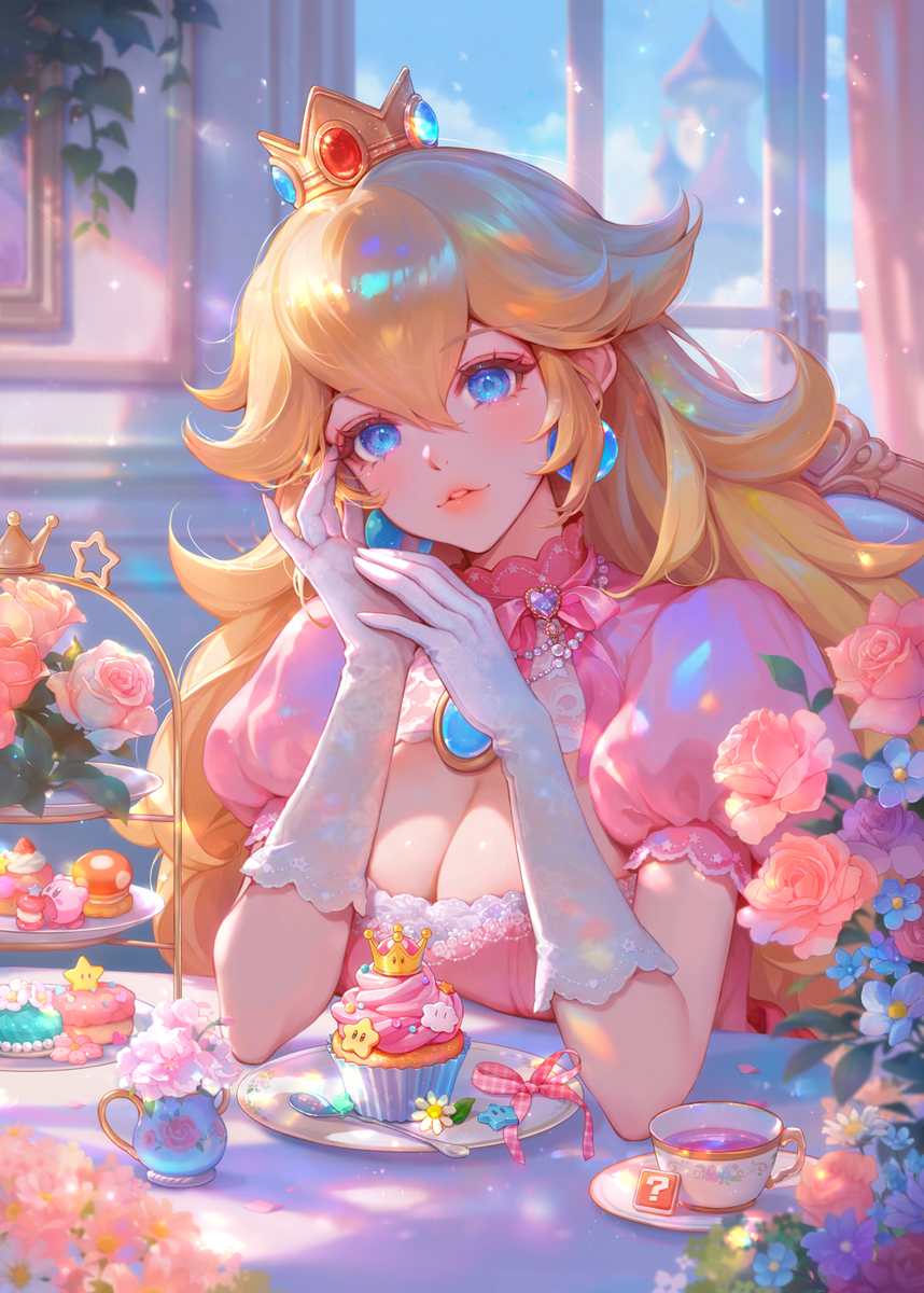 This is a pixiv picture whose title is ピーチ姫と午後のティーパーティー.