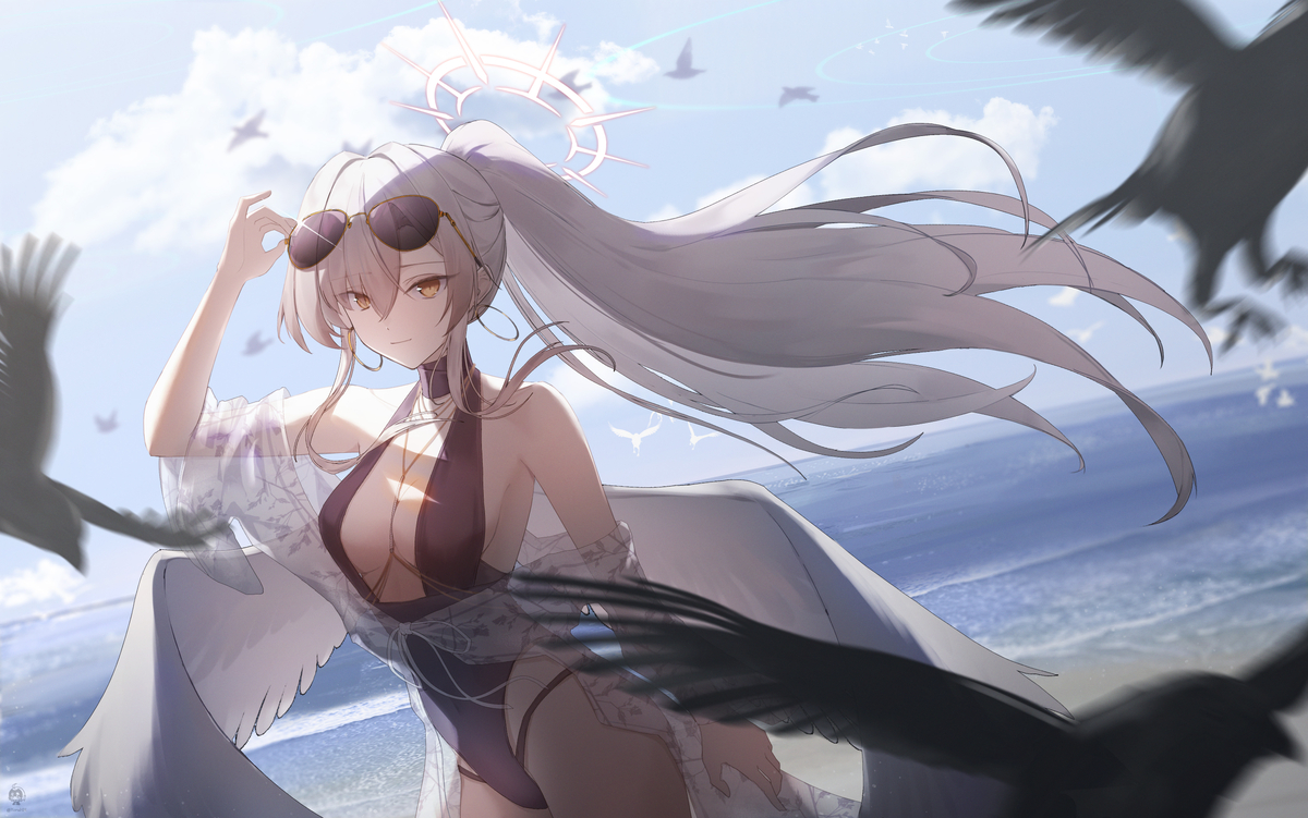 This is a pixiv picture whose title is 桐藤ナギサ(水着).