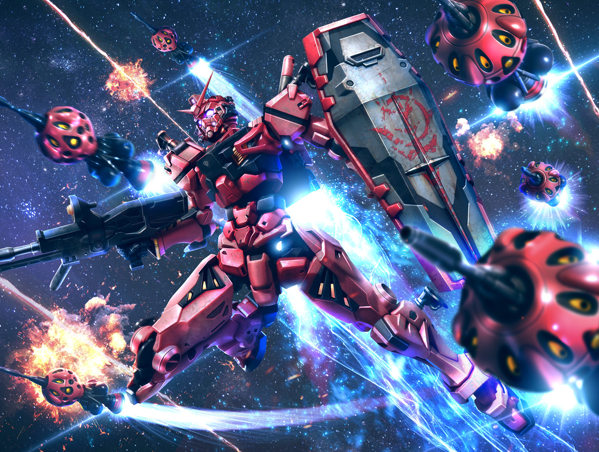 This is a pixiv picture whose title is 赤いガンダム.