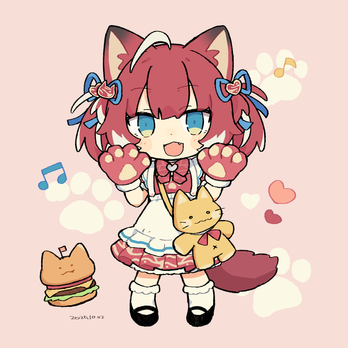This is a pixiv picture whose title is 🍔❤️🎵.