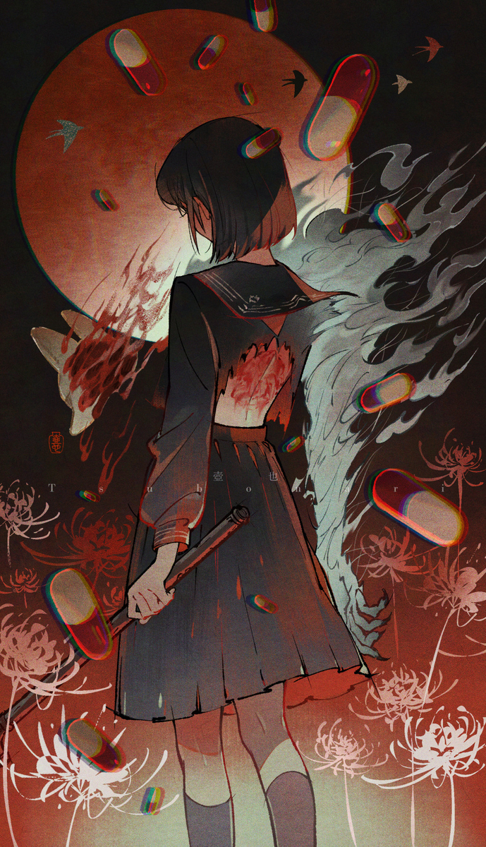 This is a pixiv picture whose title is 𝒇.