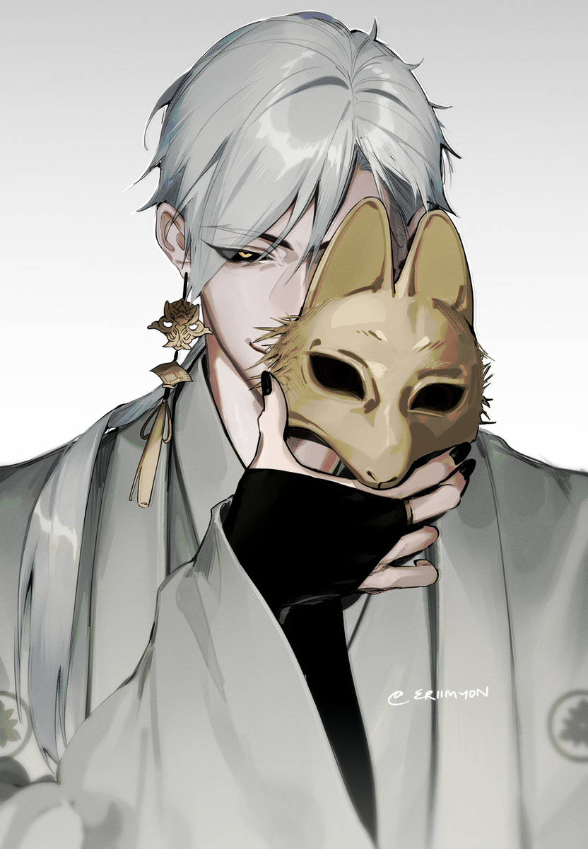 This is a pixiv picture whose title is "Dont trust the fox mask".