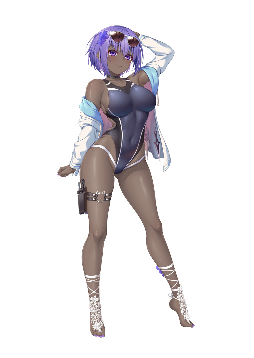 This is a pixiv picture whose title is 静謐のハサン（水着）.