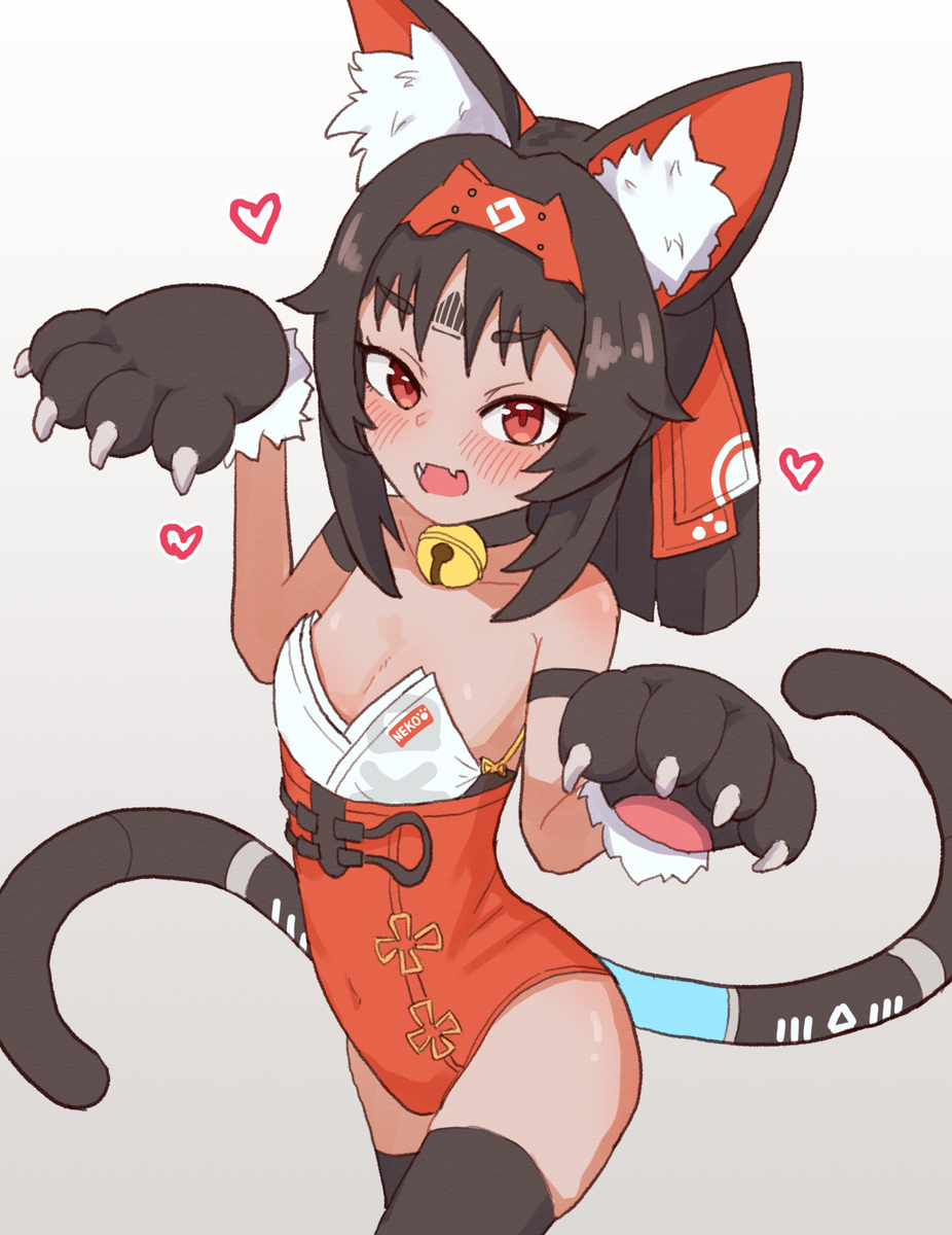 This is a pixiv picture whose title is 和風ネコバニー猫又.