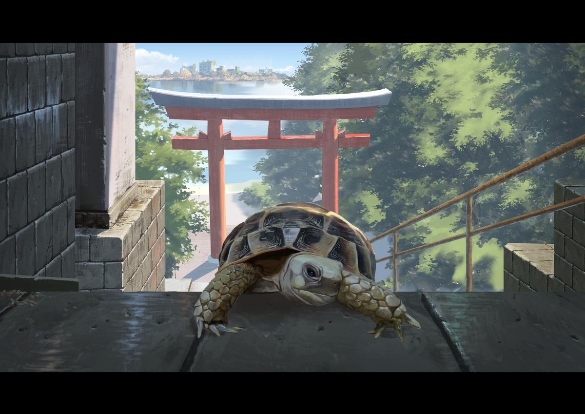 This is a pixiv picture whose title is 後ろは見ずにコツコツ行く気づけば高い所にいたりして........