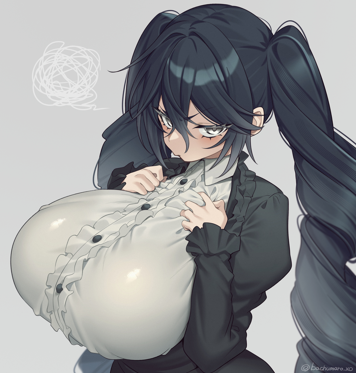 This is a pixiv picture whose title is 目つきの悪いチビ巨乳ちゃん.