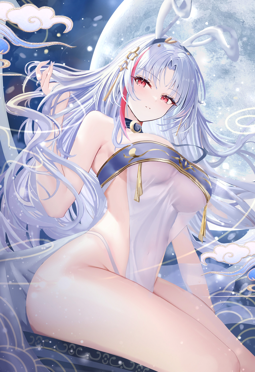 This is a pixiv picture whose title is 情满月圆.