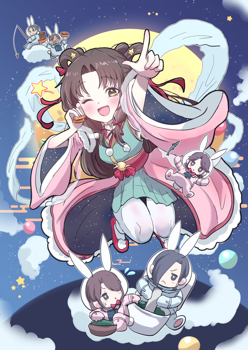 This is a pixiv picture whose title is 萬星照空月滿天 🌕.