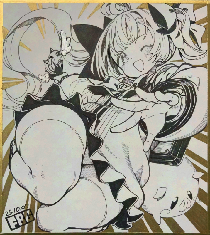 This is a pixiv picture whose title is 手描きミニ色紙　ミツモト・ココア.