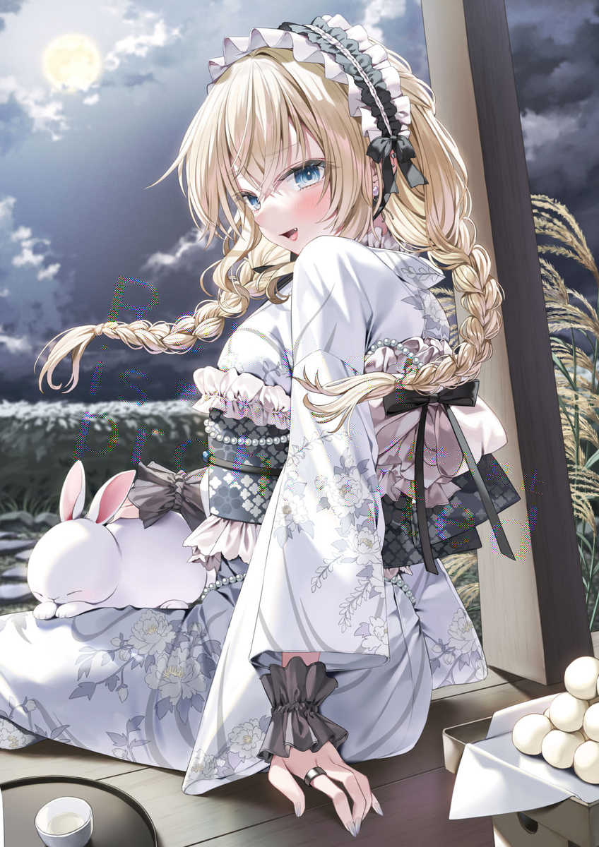 This is a pixiv picture whose title is お月見詩夏ちゃん.