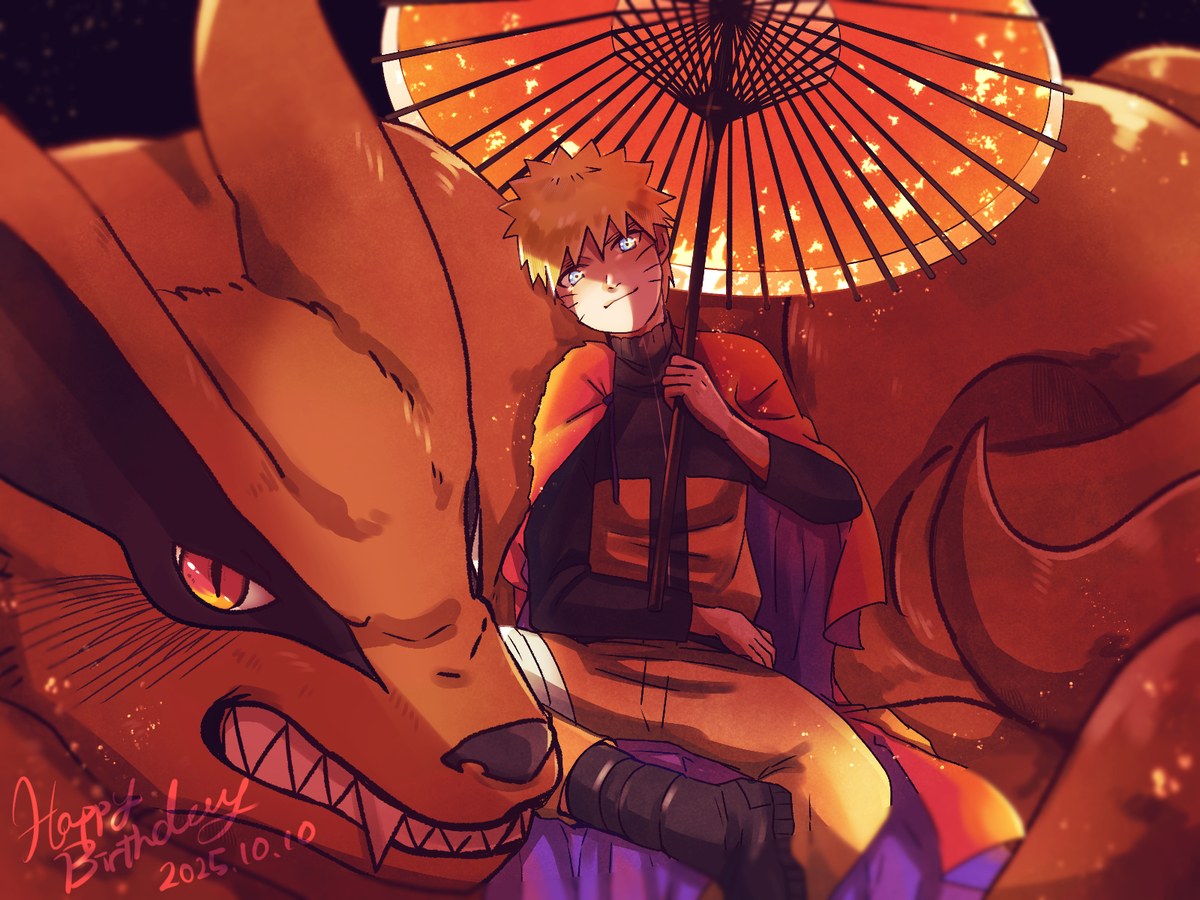 This is a pixiv picture whose title is ナルトおめでとう🦊.