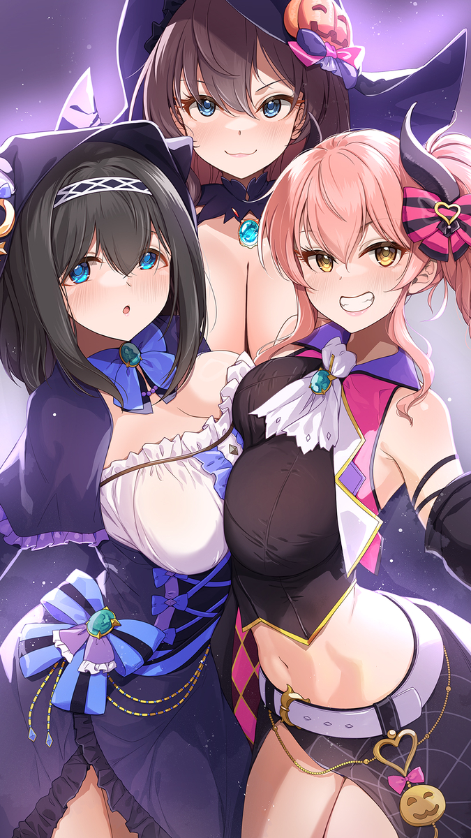 This is a pixiv picture whose title is 【434+】　「３人でトリック・オア…」.