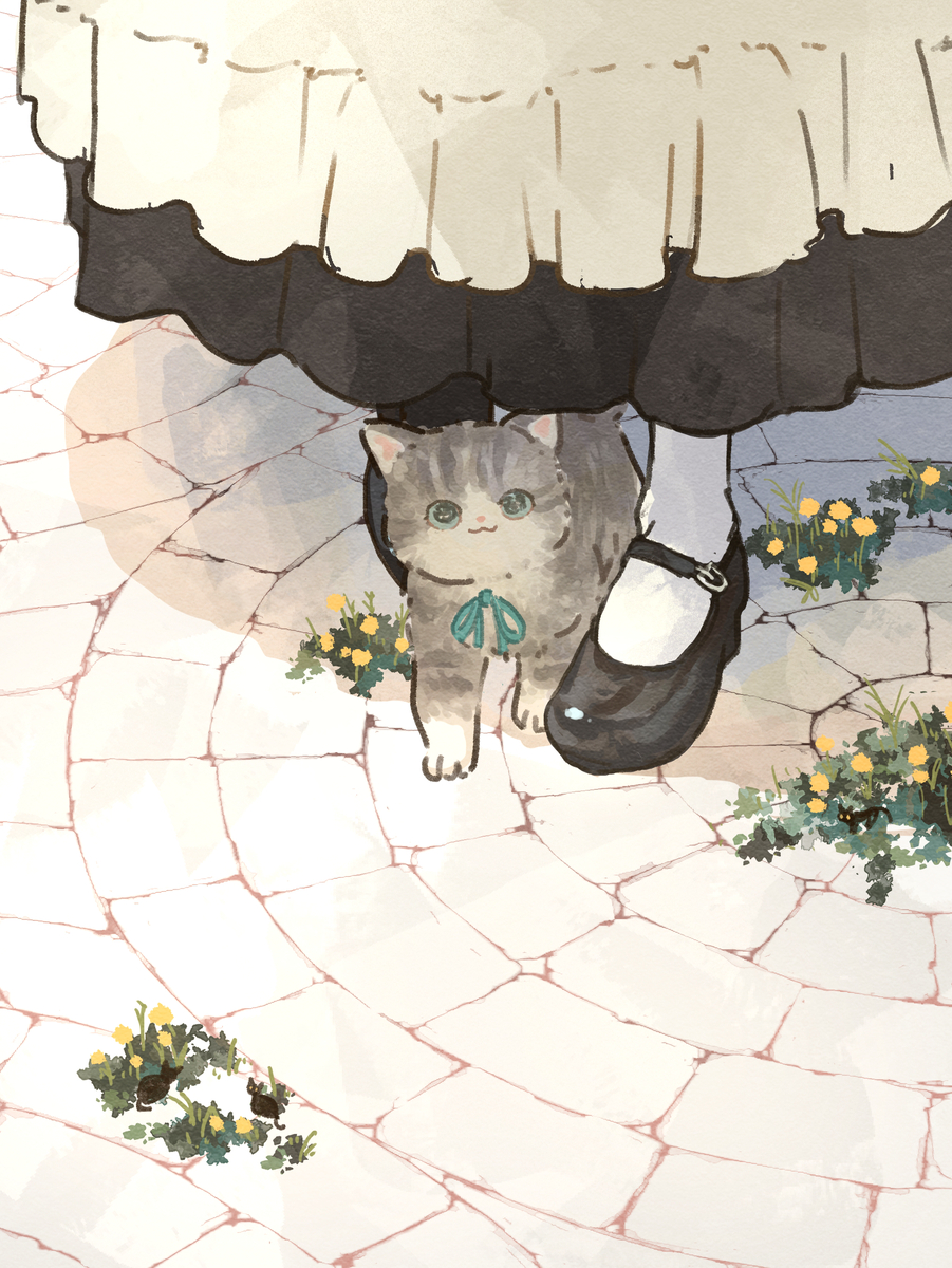 This is a pixiv picture whose title is 幸せな足元🐈🐾.