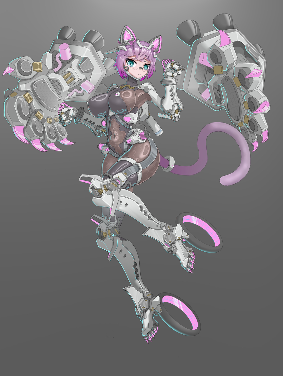 This is a pixiv picture whose title is 机械猫娘.