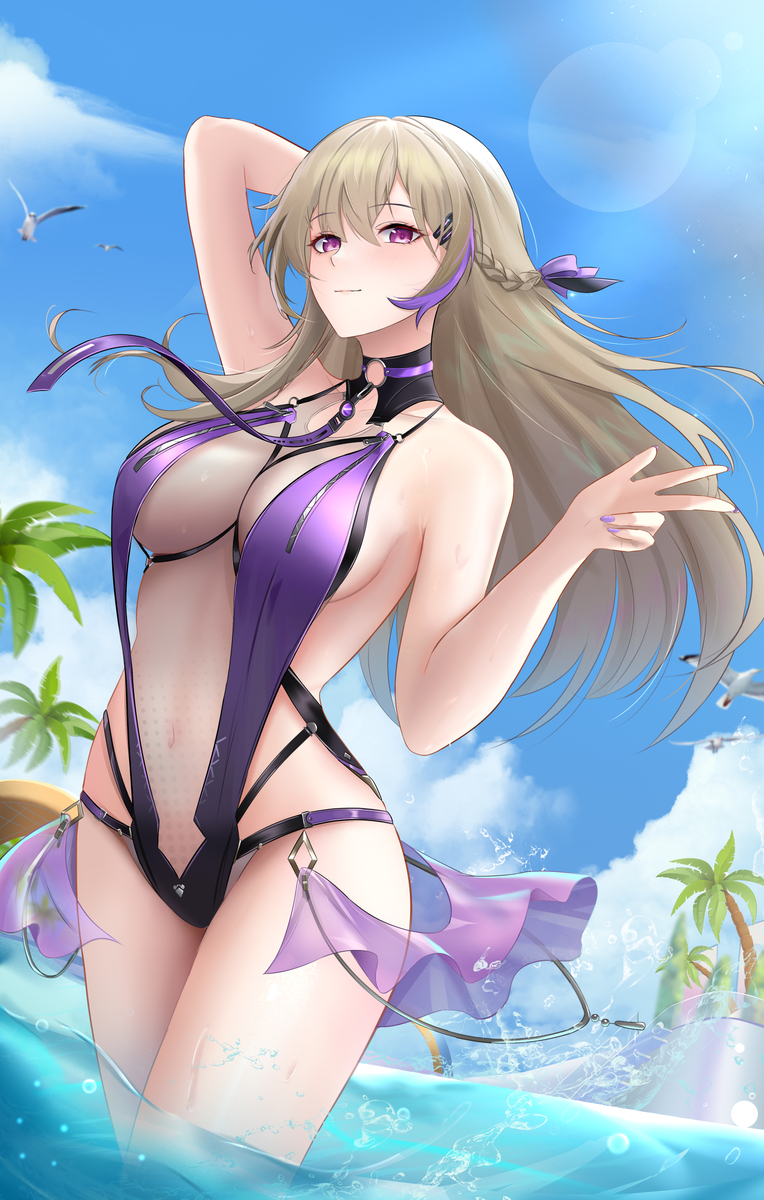 This is a pixiv picture whose title is 茉莉安泳装.