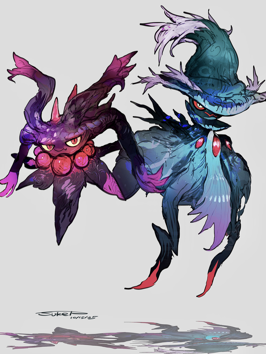 This is a pixiv picture whose title is ハバタクカミ・ムウマージ　色替え.