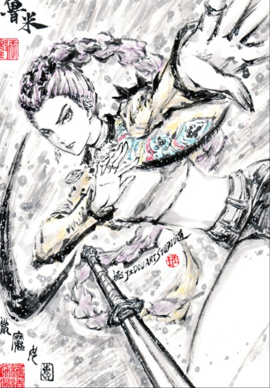 This is a pixiv picture whose title is 【極道畫師】魯米.