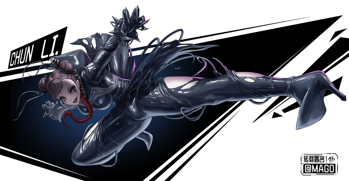 This is a pixiv picture whose title is 毒液春麗.