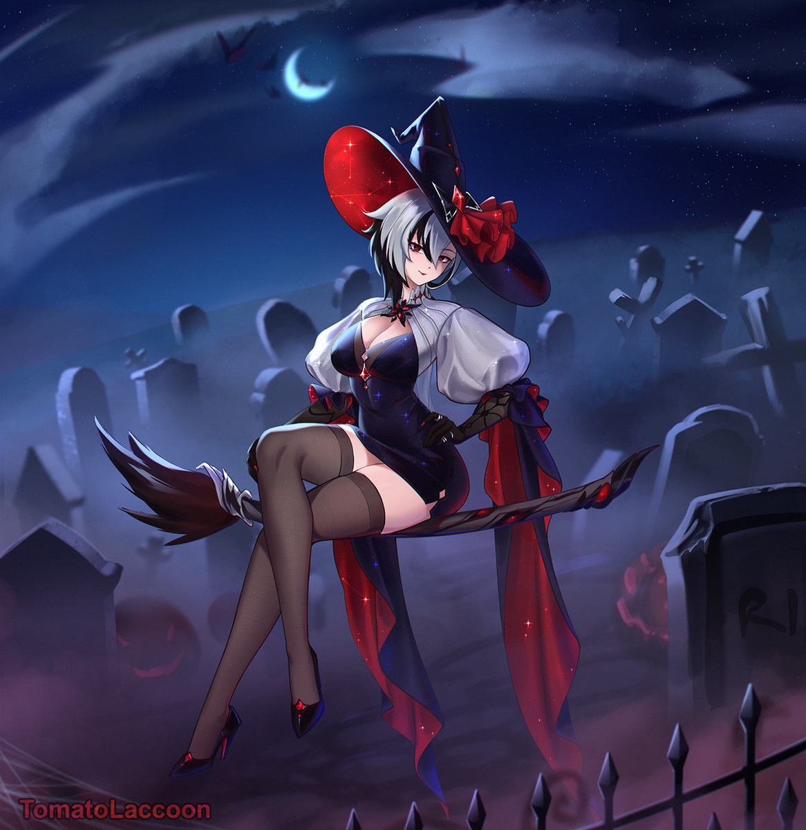 This is a pixiv picture whose title is Fontaine witches and Hu Tao.