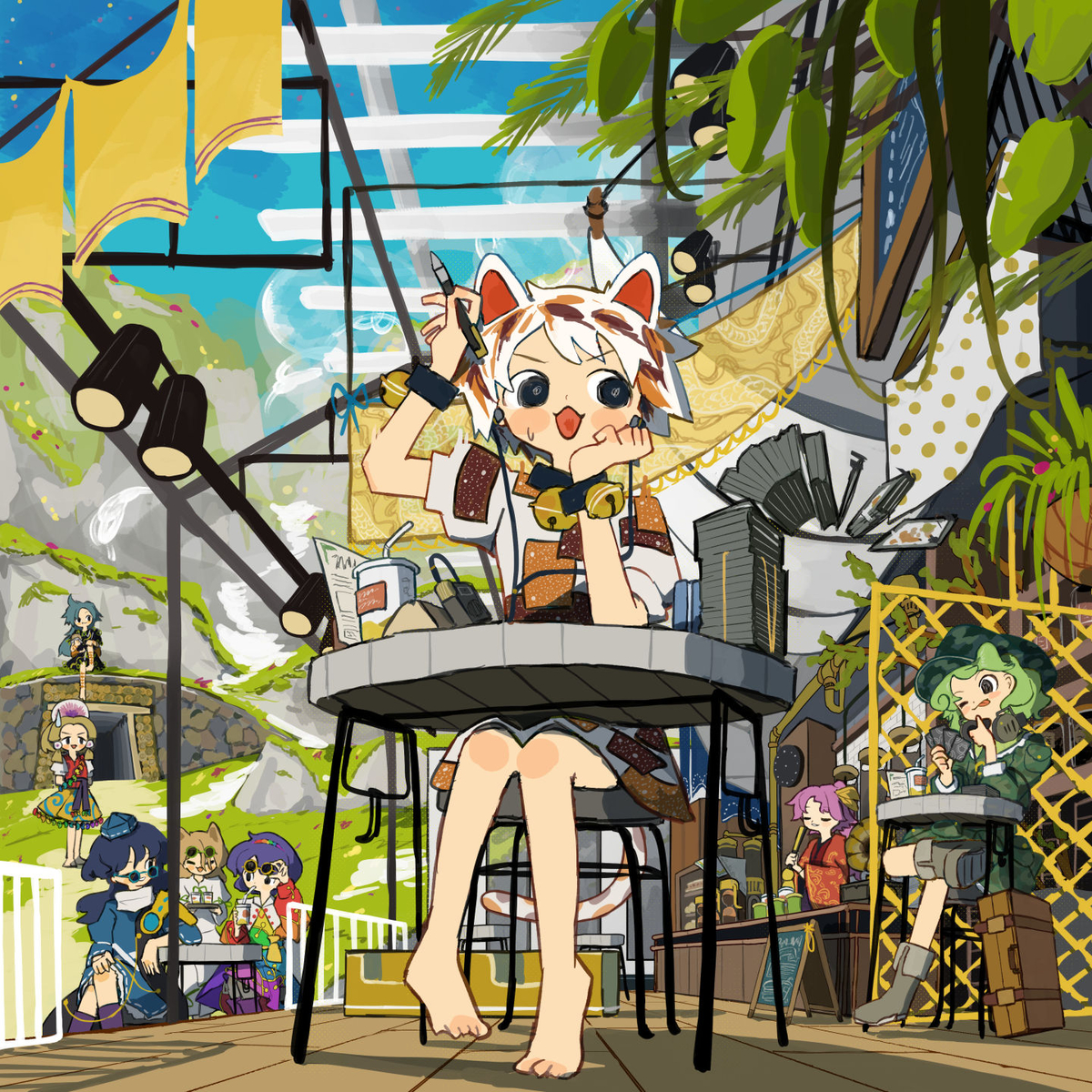 This is a pixiv picture whose title is 少女作業中　虹龍洞.