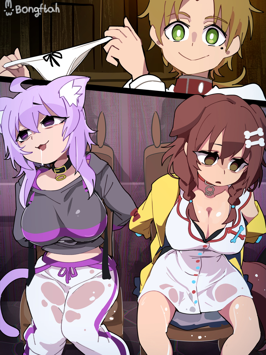 This is a pixiv picture whose title is 猫と犬.