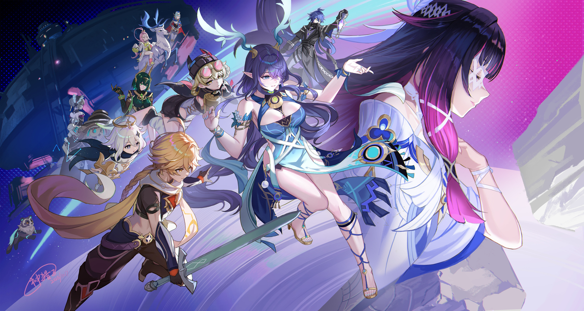 This is a pixiv picture whose title is 挪德卡莱空月之歌  原神五周年纪念贺图~.