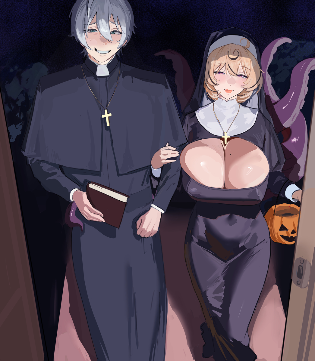 This is a pixiv picture whose title is Trick or Treat..? 🎃.