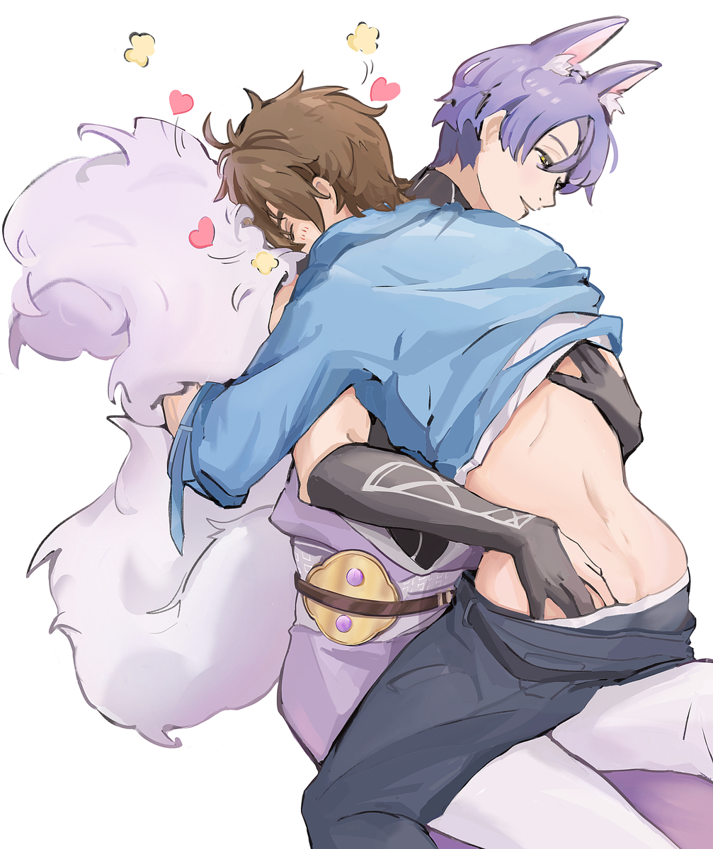 This is a pixiv picture whose title is 摸摸大尾巴.