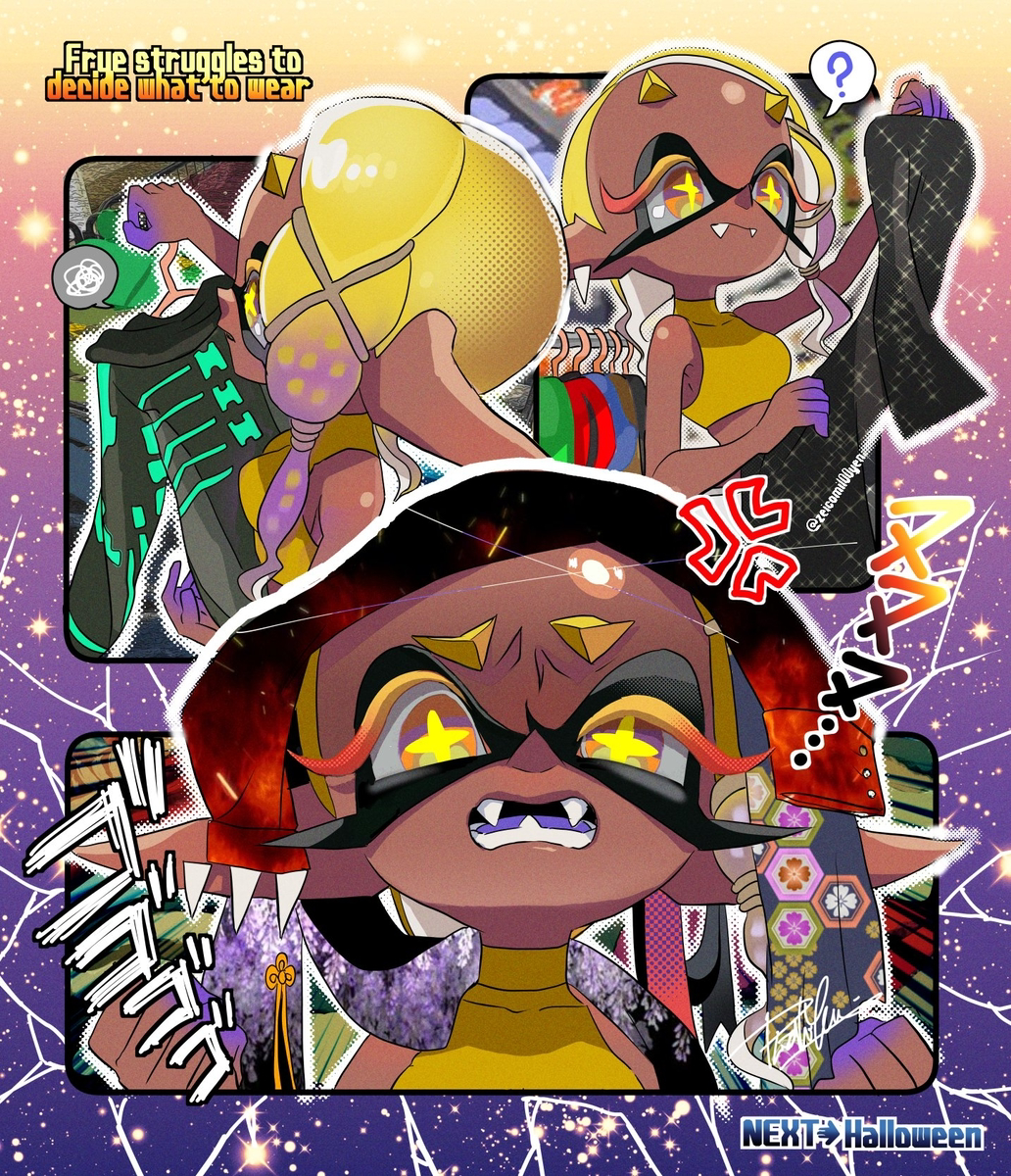 This is a pixiv picture whose title is 🧡「🎃には何を着たら良いのじゃー！！」.