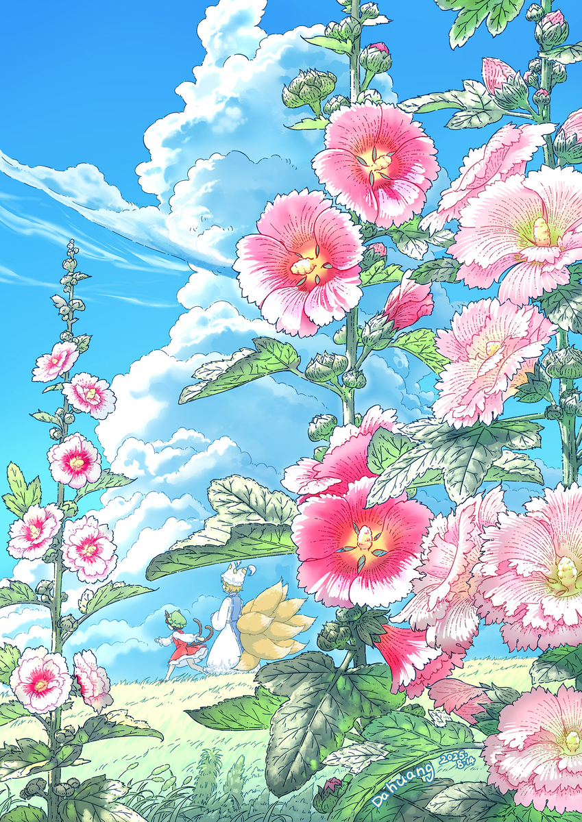 This is a pixiv picture whose title is 蜀葵与秋葵.