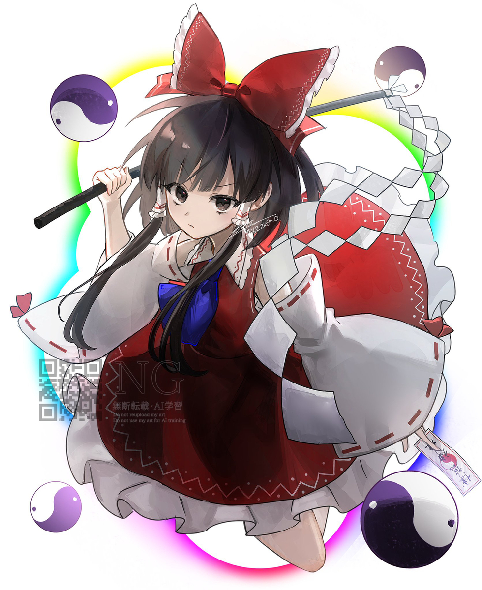 This is a pixiv picture whose title is 紺珠伝 霊夢.