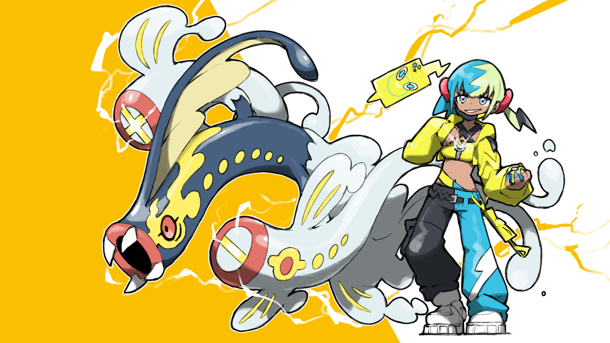 This is a pixiv picture whose title is Canari and Mega Eelektross.