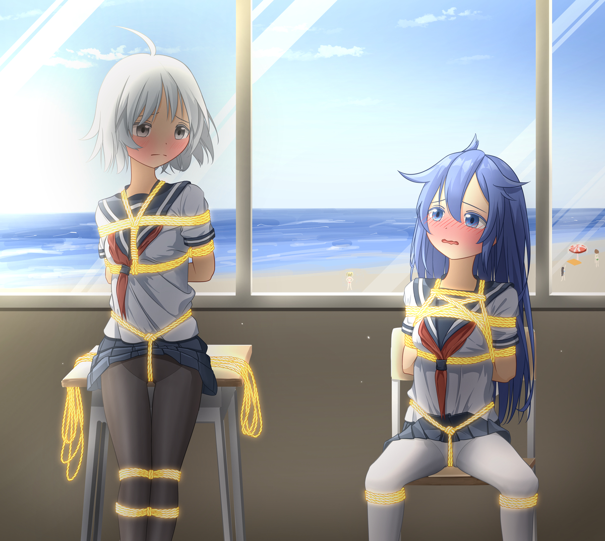 This is a pixiv picture whose title is 光霊使いライナ、水霊使いエリア【skeb】.