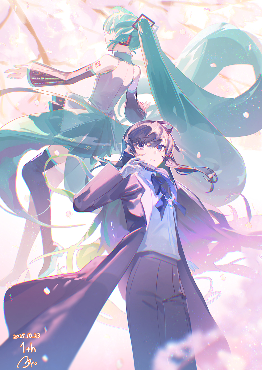 This is a pixiv picture whose title is 「桜日和とタイムマシン」1周年.