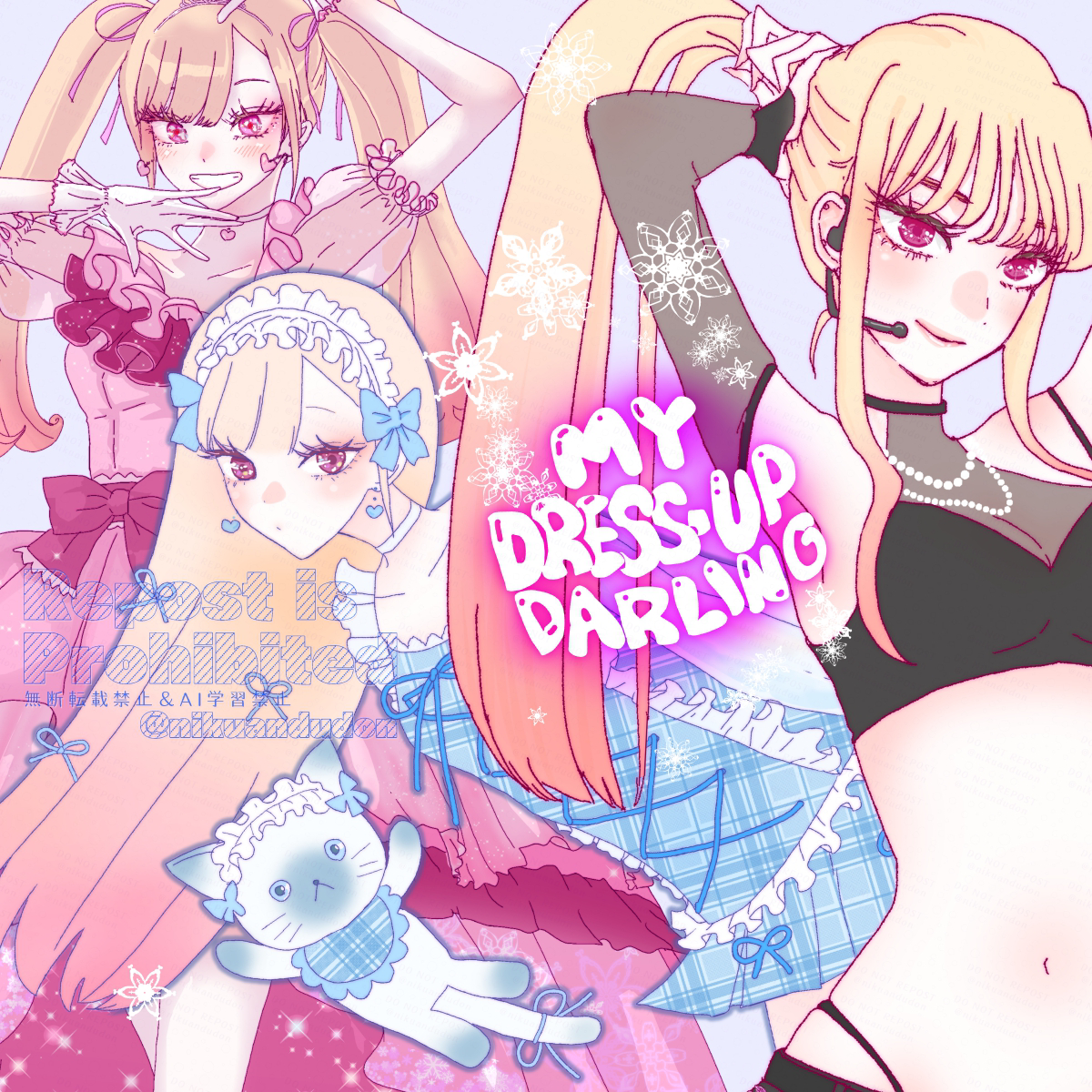 This is a pixiv picture whose title is 3カラー衣装の海夢ちゃん.