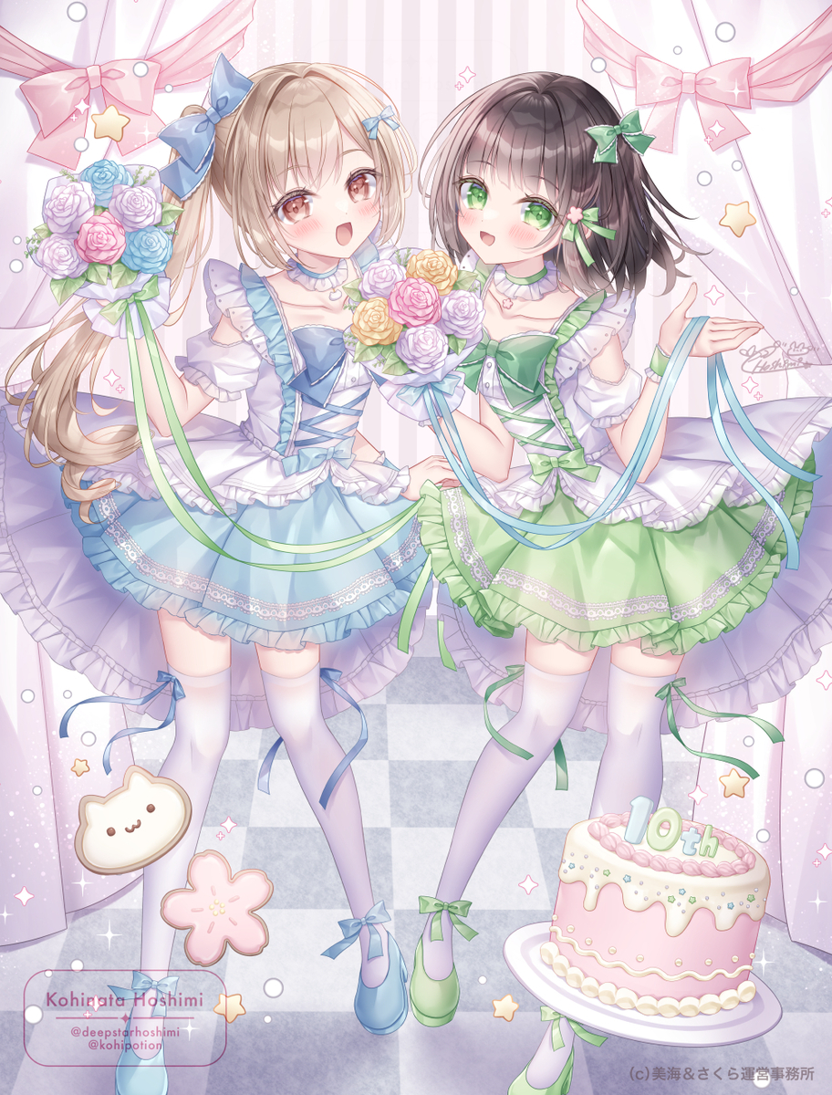 This is a pixiv picture whose title is 🐱🌸🎂.