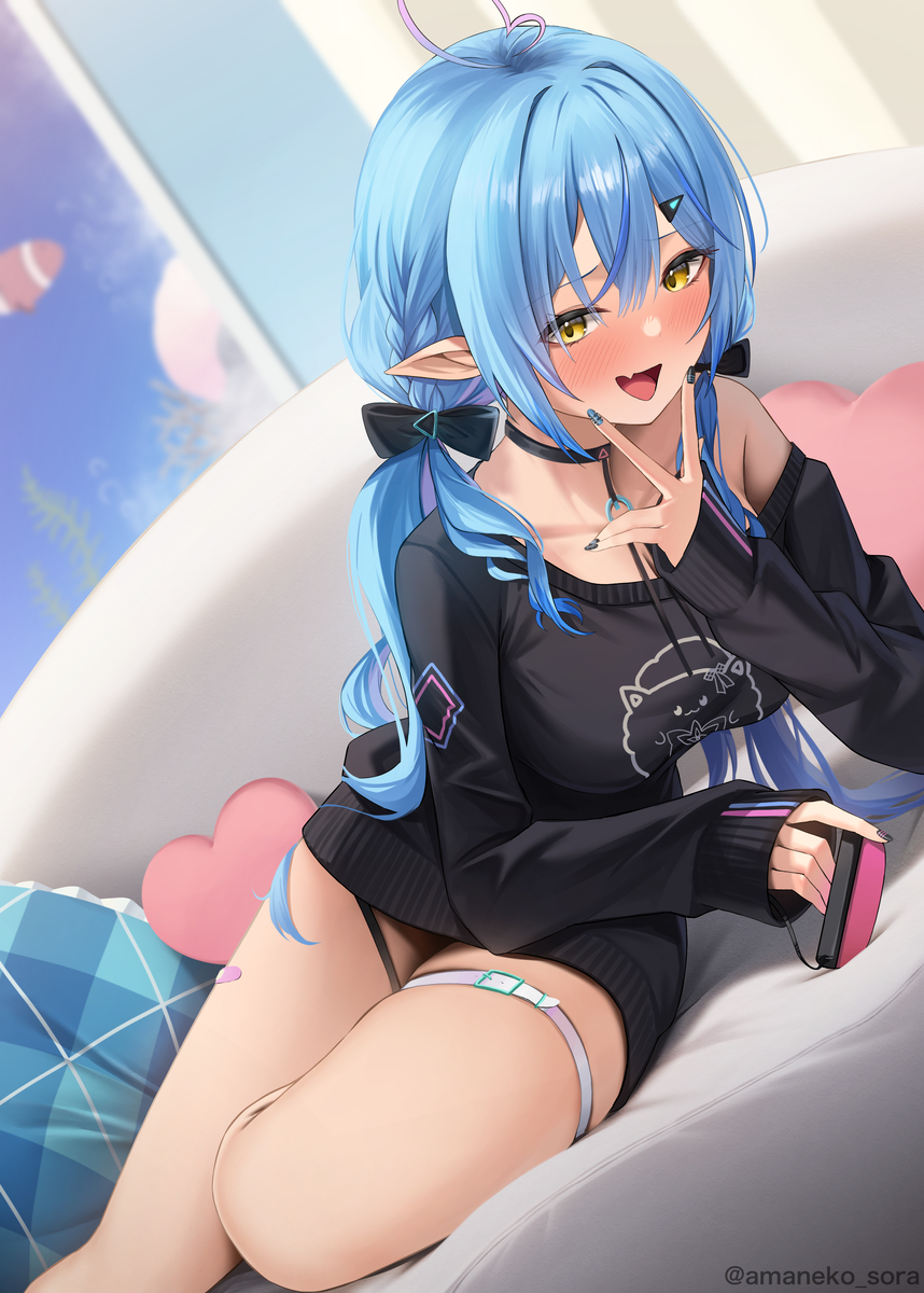 This is a pixiv picture whose title is ラミィちゃんとゲームでいちゃいちゃ.
