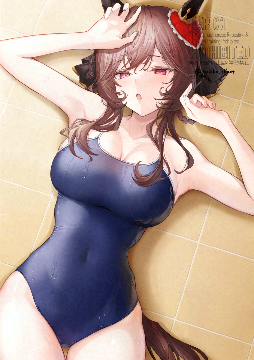 This is a pixiv picture whose title is スク水ドンナ.