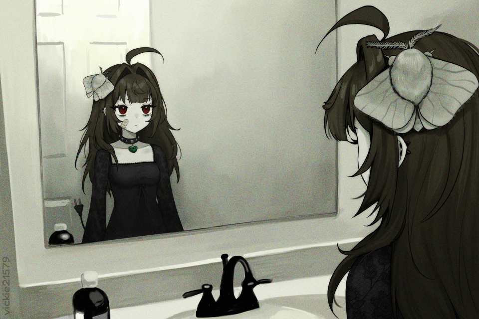 This is a pixiv picture whose title is 鏡.